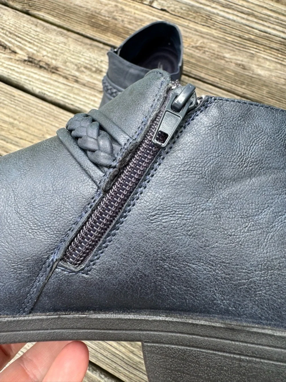 Easy Street 9W Blue Ankle Booties Wide Width Comfort Wave Insole